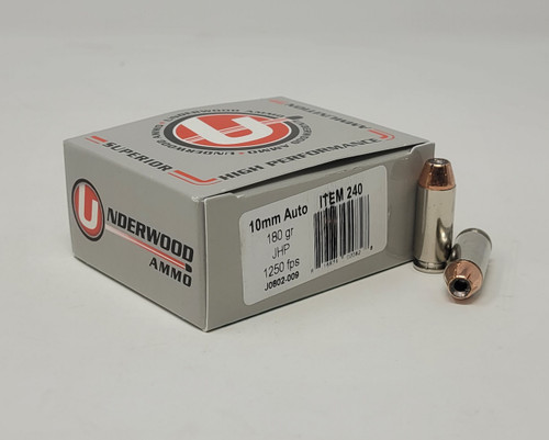 Underwood 10mm Auto Ammunition UW240 180 Grain Jacketed Hollow Point 20 Rounds