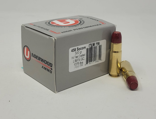 Underwood 458 Socom Ammunition UW756 500 Grain Coated Hard Cast Flat Nose Gas Check 20 Rounds