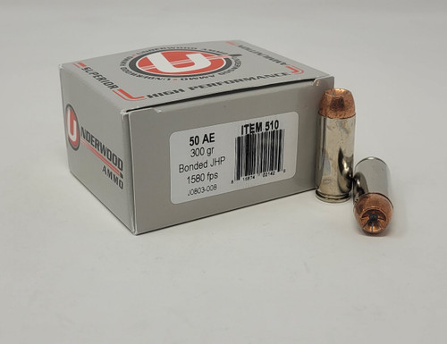 Underwood 50 Action Express Ammunition UW510 300 Grain Bonded Jacketed Hollow Point 20 Rounds