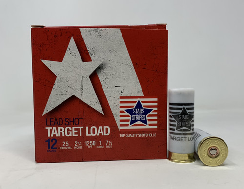 Stars and Stripes 12 Gauge Ammunition Target Loads CT12875 2-3/4” 7.5 Shot 1oz 1250fps Case of 250 Rounds