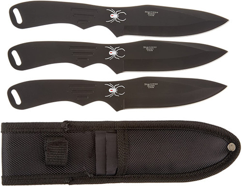 Perfect Point Throwing Knife Set PPRC1793B Black Steel 8 Inch Three Knives
