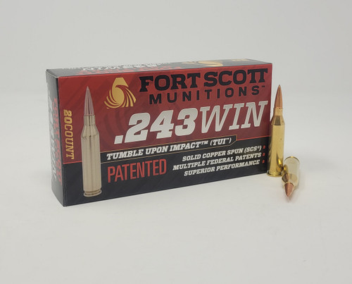 Fort Scott Munitions 243 Win Ammunition FSM243058SCV 58 Grain Solid Copper Spun 20 Rounds