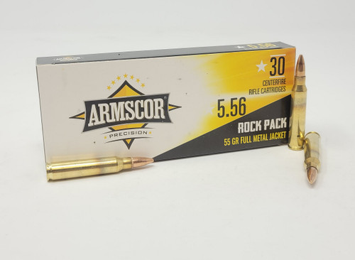 Armscor 5.56x45mm NATO Ammunition ARM50113 55 Grain Full Metal Jacket Rock Pack 30 Rounds
