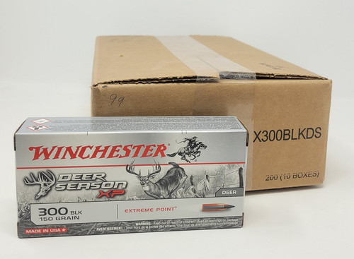 Winchester 300 AAC Blackout Ammunition Deer Season XP X300BLKDS 150 Grain Extreme Point CASE 200 Rounds