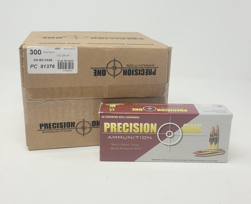 Precision One 300 Blackout Ammunition PONE1376 130 Grain Hollow Point Case 200 Rounds