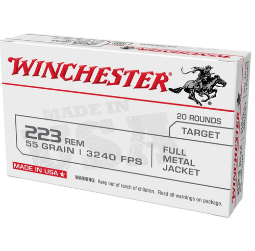 Winchester 223 Rem Ammunition W223 55 Grain Full Metal Jacket 20 Rounds