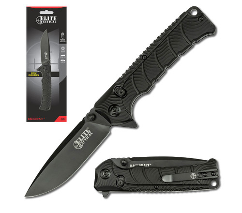 Elite Tactical Backdraft Manual Folding Knife ETFDR011BKCS Black