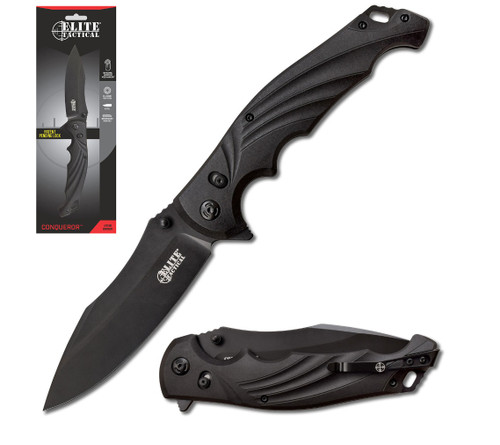 Elite Tactical Conqueror Manual Folding Pocket Knife ETFDR010BKCS Black