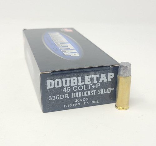 DoubleTap 45 Colt +P Ammunition DT45CLTP335HCS20 335 Grain Hard Cast Wide Flat Nose Gas Check 20 Rounds