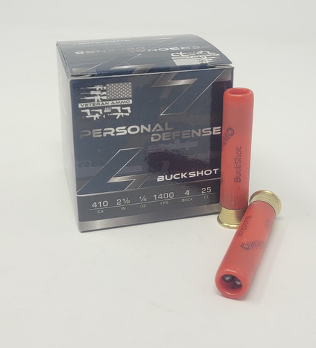 Veteran Ammo 410 Bore Ammunition VETSS410GBUCK 2-1/2" 1/4oz #4 Buckshot 1400fps 25 Rounds