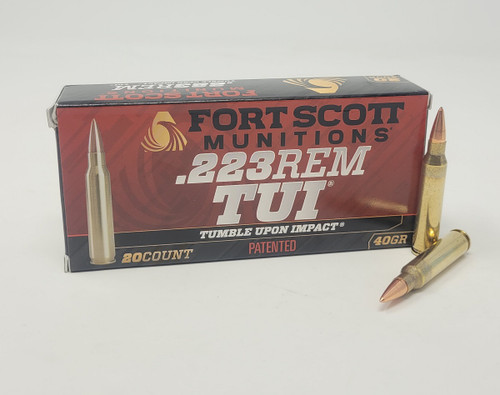 Fort Scott Munitions 223 Rem Ammunition FSM223040SCV2 40 Grain Solid Copper Spun 20 Rounds