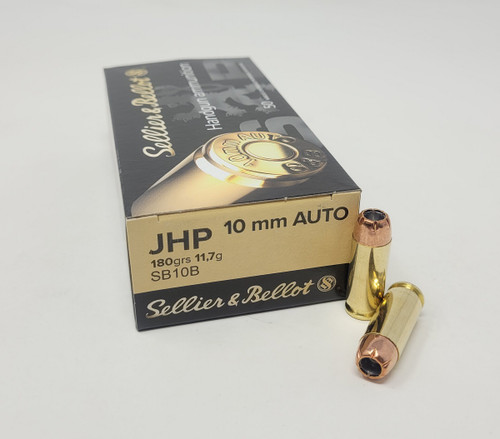 Sellier & Bellot 10mm Auto Ammunition SB10B 180 Grain Jacketed Hollow Point PACK 500 Rounds