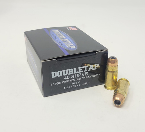 Doubletap 40 Super Ammunition DT40SUP135CE 135 Grain Controlled Expansion Jacketed Hollow Point 20 Rounds