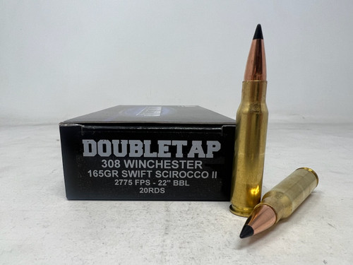 DoubleTap 308 Winchester Ammunition DT308WIN165SS 165 Grain Swift Scirocco Ballistic Tip 20 Rounds