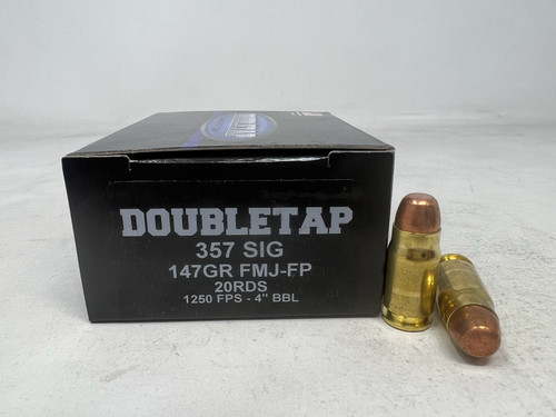 DoubleTap 357 Sig Ammunition DT357SIG147FMJFP 147 Grain Full Metal Jacket Flat Point 20 Rounds