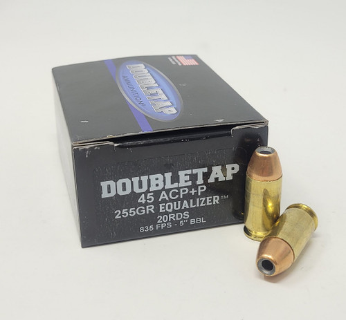 DoubleTap 45 ACP +P Ammunition DT45ACP255E 255 Grain Equalizer Jacketed Hollow Point 20 Rounds