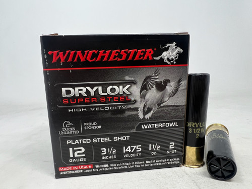 Winchester Drylok Super Steel 12 Gauge Ammunition SSH12LH2 #2 Shot 3-1/2" 1-1/2oz 1475fps 25 Rounds Winchester Drylok Super Steel 12 Gauge Ammunition SSH12LH2 #2 Shot 3-1/2" 1-1/2oz 1475fps 25 Rounds