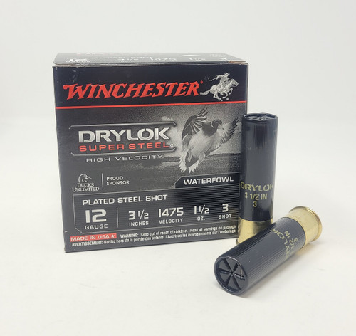 Winchester 12 Gauge Ammunition Drylok Super Steel SSH12LH3 3-1/2" #3 Shot 1-1/2oz 1475fps 25 Rounds