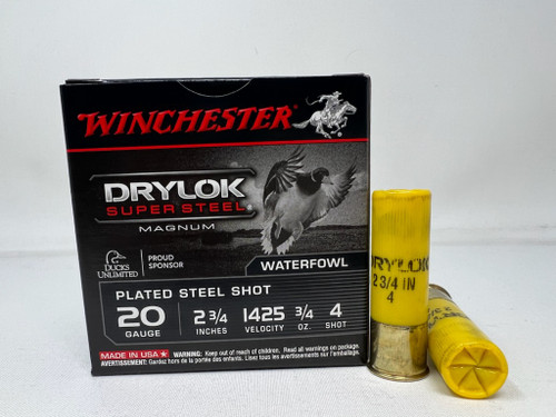 Winchester 20 Gauge Ammunition Drylok Super Steel XS204 #4 Plated Steel Shot 2-3/4" 3/4oz 1425fps 25 Rounds