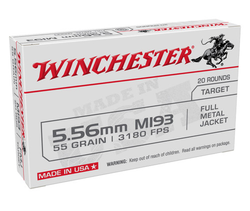 Winchester 5.56x45mm NATO M193 Ammunition WM193K 55 Grain Full Metal Jacket PACK 500 Rounds