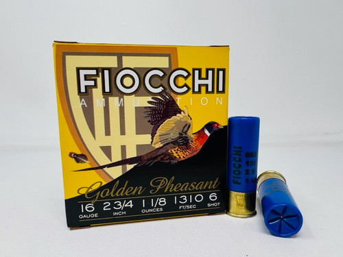 Fiocchi 16 Gauge Ammunition Golden Pheasant FI16GP6 2-3/4" #6 Shot 1-1/8oz 1310fps 25 Rounds