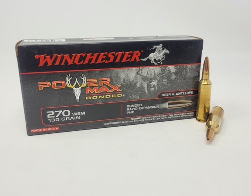 Winchester 270 WSM Ammunition PowerMax Bonded X270SBPY 130 Grain Hollow Point 20 Rounds
