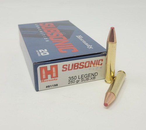 Hornady 350 Legend Ammunition Subsonic H81198 250 Grain Sub-X Hollow Point 20 Rounds