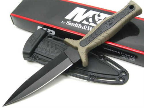 Smith & Wesson M&P Fixed Boot Knife SWMPF3BR  5.25" Spear Point With Thermoplastic Belt/Boot Sheath Black/FDE