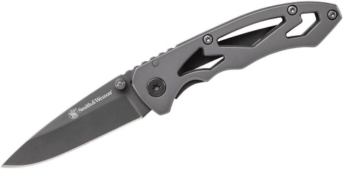 Smith & Wesson Skeletonized Small Folding Knife CK400 2.25" Drop Point Blade Stainless/Gray