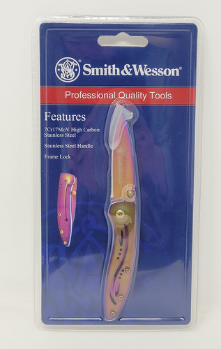 Smith & Wesson Folding Knife CKLPRCP Frame Lock 2.3" Drop Point Blade Rainbow