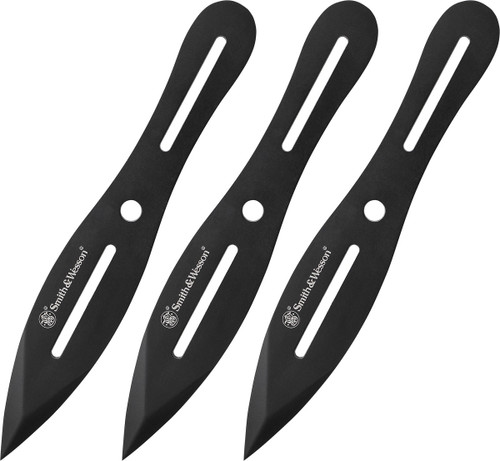 Smith & Wesson 8" Throwing Knives SWTK8BCP 3 Pack With Sheath Stainless Steel Black
