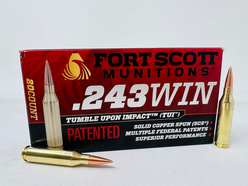 Fort Scott Munitions 243 Winchester Ammunition FSM243WIN80SCV 80 Grain Solid Copper Spun 20 Rounds