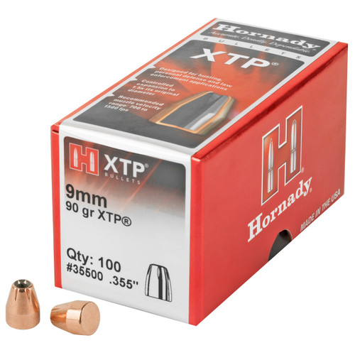 Hornady 9mm Cal (.355 Dia) Reloading Bullets H35500 90 Grain XTP Hollow Point 100 Pieces