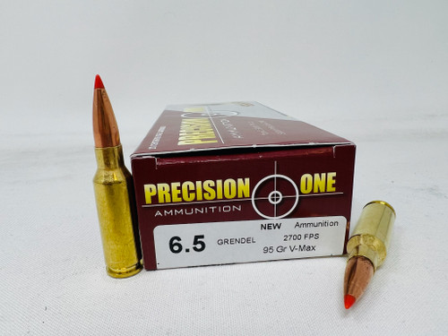 Precision One 6.5 Grendel Ammunition PONE1588 95 Grain V-Max Ballistic Tip 20 Rounds