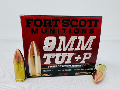 Fort Scott Munitions 9mm +P Ammunition FSM9MMP080SCV 80 Grain Solid Copper Spun TUI 20 Rounds