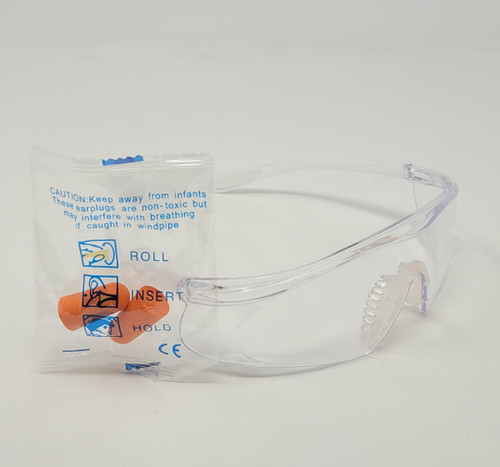Champion Shooting Glasses and One Pair Foam Earplug Combo CHMP40999 Clear/Orange