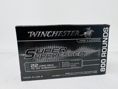 Winchester 22LR Ammunition Super Suppressed SUP22LRB 45 Grain Subsonic Copper Plated Round Nose Brick of 800 Rounds