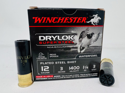 Winchester 12 Gauge Ammunition Drylok Super Steel Magnum XSV1233 3" #3 Shot 1-1/4oz 1400fps 25 Rounds