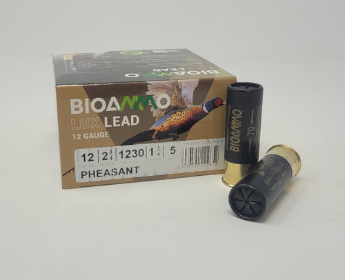 BioAmmo 12 Gauge Ammunition Lux Lead Pheasant BL3650E 2-3/4" #5 Shot 1-1/4oz 1230fps 25 Rounds