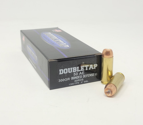 DoubleTap 50 Action Express (.50 AE) Ammunition DT50AE300BD20 300 Grain Bonded Defense Jacketed Hollow Point 20 Rounds