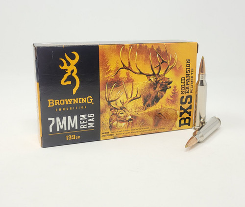Browning 7mm Rem Mag Ammunition BXS Solid Copper Expansion B192400071 139 Grain Ballistic Tip 20 Rounds