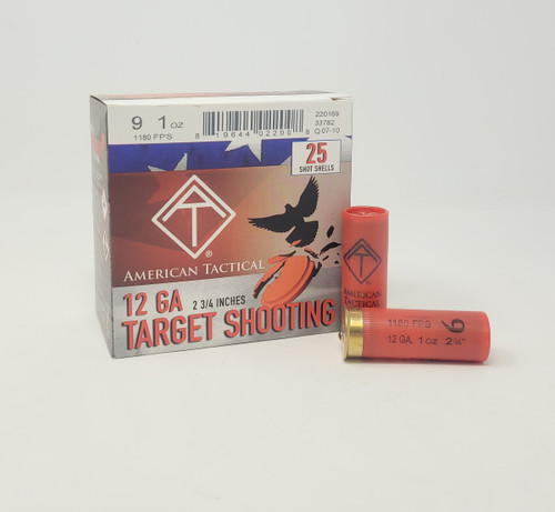 American Tactical 12 Gauge Ammunition Target Load ATIACL12T9CASE 2-3/4" #9 Shot 1oz 1180fps CASE 250 Rounds