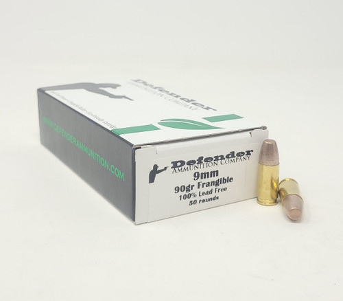 Defender 9mm Ammunition Lead Free DEF9MM90FRN 90 Grain Frangible 50 Rounds