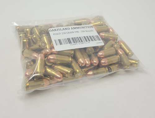 Oakisland 45 Auto Ammunition *REMAN* OIA45230FMJR 230 Grain Full Metal Jacket 100 Rounds