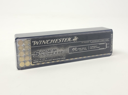 Winchester 22 LR Ammunition Super Suppressed Subsonic SUP22LRHP 40 Grain Hollow Point 100 Rounds