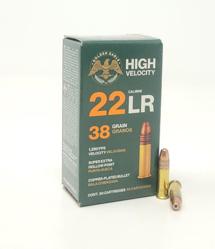 Golden Eagle 22 LR Ammunition High Velocity 1B220324 38 Grain Copper Plated Hollow Point CASE of 2000 Rounds