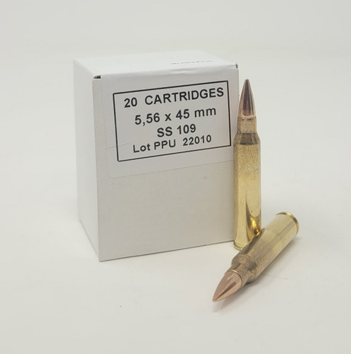 Prvi PPU 5.56x45mm NATO Ammunition PPSS109 62 Grain SS109 Steel Core Full Metal Jacket Green Tip (Tips Not Painted) 20 Rounds