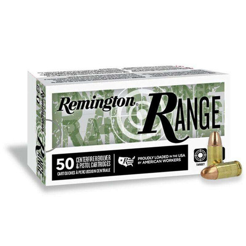 Remington 9mm Luger Ammunition Range T9MM2L 124 Grain Full Metal Jacket 50 Rounds
