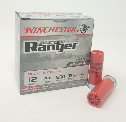 Winchester 12 Gauge Ammunition Super Ranger RA12SV4 2-3/4" #4 Shot 1-1/8oz 1350fps 25 Rounds