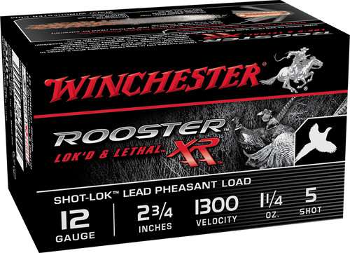 Winchester 12 Gauge Ammunition Rooster Lok'd & Lethal XR SRXR125 #5 Shot Lead Pheasant Load 2-3/4" 1-1/4oz 1300fps 15 Rounds